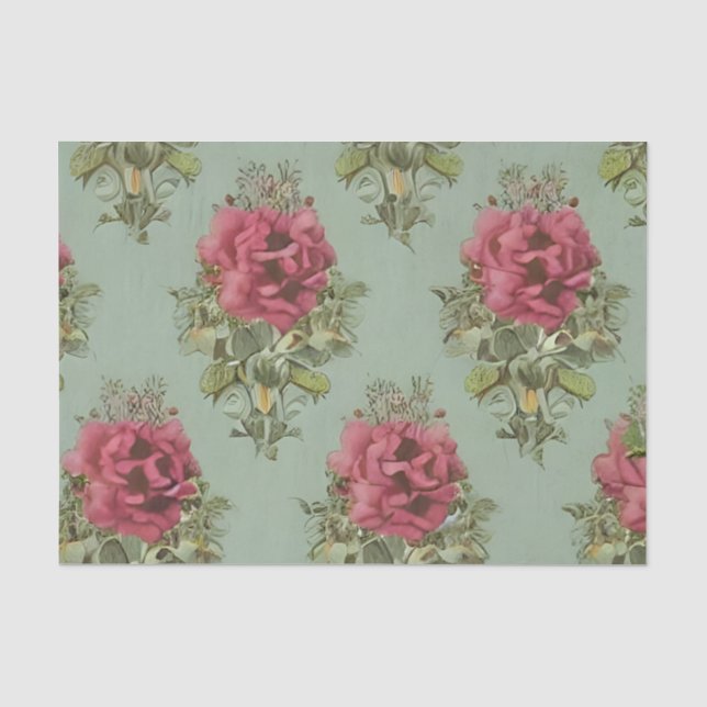 Elegantes Muster für Viktorianische Rote Rose Seidenpapier (Vorderseite)