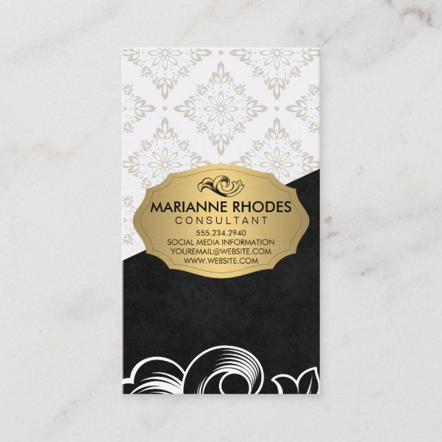 Elegantes Muster / Gold mit Element / Farbblock Visitenkarte (Vorderseite)