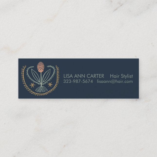 Elegantes Muster Lucile Tile Deep Blue Mini Visitenkarte (Vorderseite)