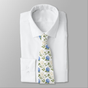 Elegantes Muster mit blauen Hortensienblüten  Krawatte