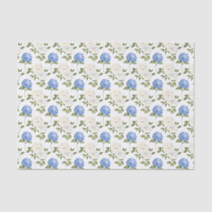 Elegantes Muster mit blauen Hortensienblüten Seidenpapier
