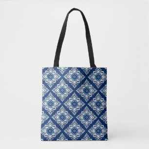 Elegantes Muster mit blauer Geometrie Tasche
