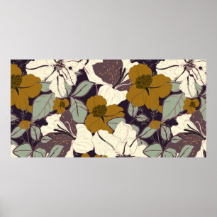 Elegantes Muster mit Blume und Blättern. Vena flor Poster