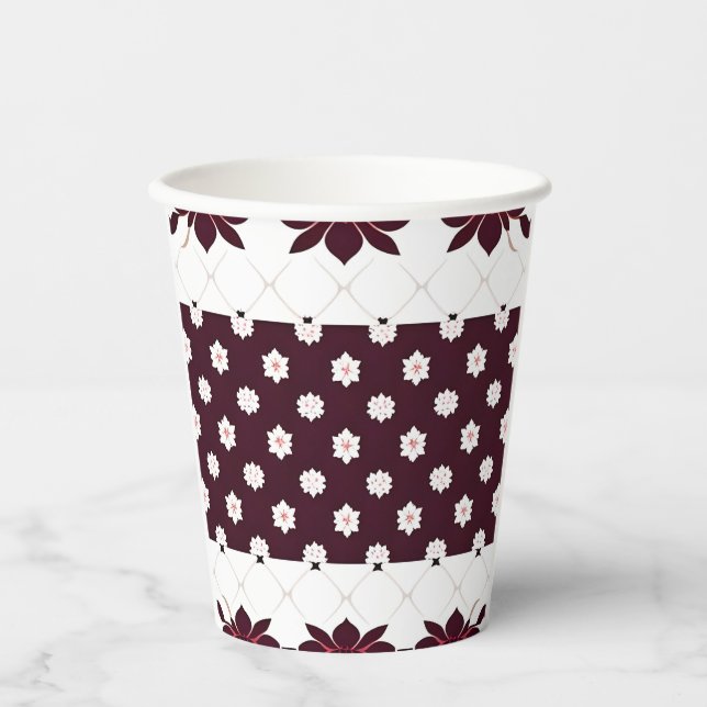 Elegantes Muster mit Lotus und Blossom Pappbecher (Vorderseite)