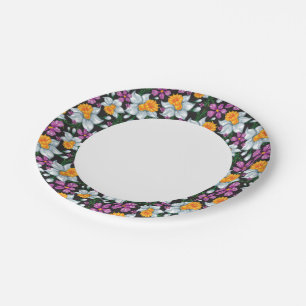 Elegantes Muster mit Narzissen Blume 2 Pappteller
