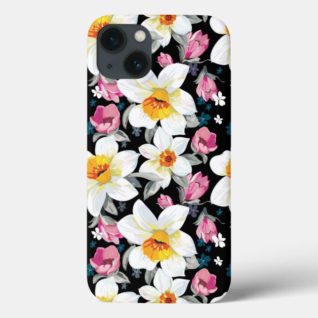 Elegantes Muster mit narzissenartigen Blume Case-Mate iPhone Hülle (Rückseite)