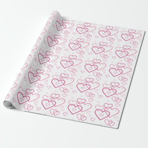 Elegantes Muster mit rosa Herzformen zum Valentins Geschenkpapier