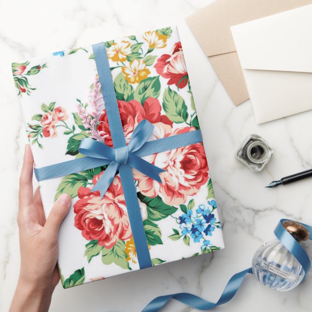 Elegantes Muster mit Rose Design Element Geschenkpapier (Schenken)