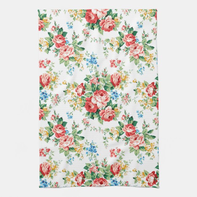 Elegantes Muster mit Rose Design Element Geschirrtuch (Vertikal)