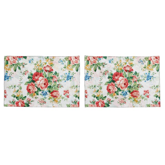 Elegantes Muster mit Rose Design Element Kissenbezug (Rückseite-Set)