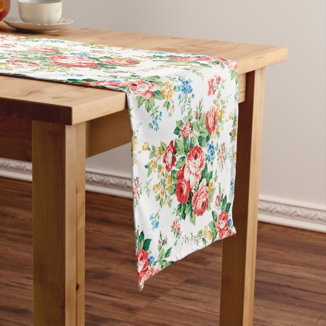 Elegantes Muster mit Rose Design Element Kurzer Tischläufer (Beispiel)