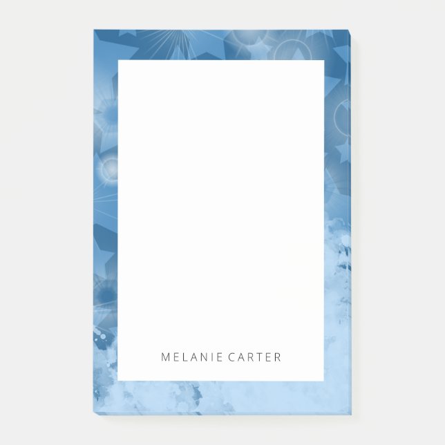 Elegantes Muster Moderner Sterne Klassischer Blaue Post-it Klebezettel (Vorderseite)