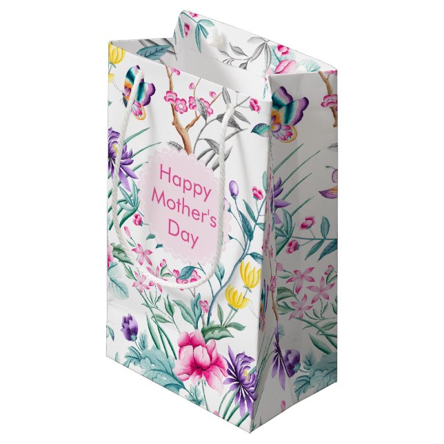 Elegantes Muster | Muttertag Kleine Geschenktüte (Vorderseite Schrägansicht)