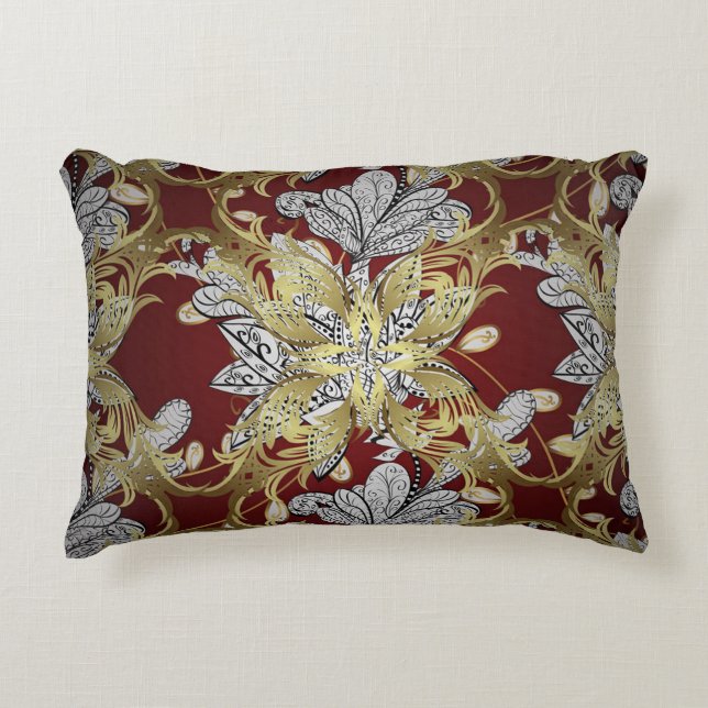 Elegantes Muster neutrale Farben Gold-Element Dekokissen (Vorderseite)