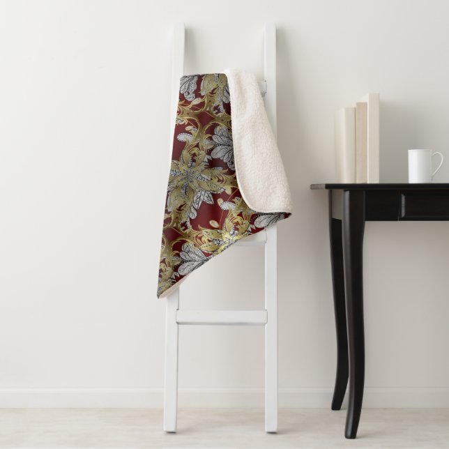 Elegantes Muster neutrale Farben Gold-Element Sherpadecke (Beispiel)