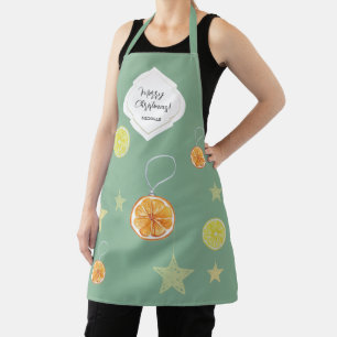 Elegantes Muster Orangen und Sterne auf Grün Schürze