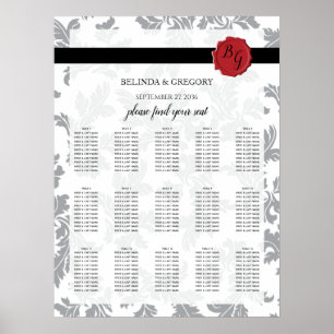 Elegantes Muster & Siegel Hochzeitsdiagramm Poster