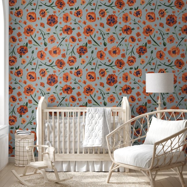 Elegantes Muster Tapete (Elegant Poppies Pattern Wallpaper from Studio Posies.)