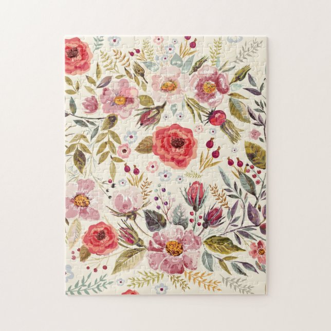 Elegantes Muster Vintager botanischer Wildblume (Vertikal)