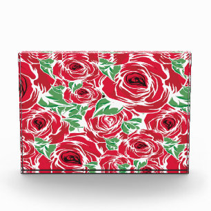 Elegantes Muster Vintager Rose - Rot und Grün Fotoblock