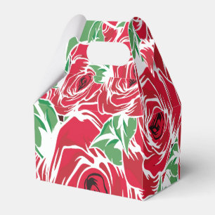 Elegantes Muster Vintager Rose - Rot und Grün Geschenkschachtel