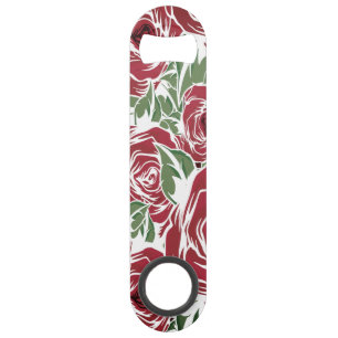 Elegantes Muster Vintager Rose - Rot und Grün Speed Flaschenöffner