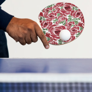 Elegantes Muster Vintager Rose - Rot und Grün Tischtennis Schläger