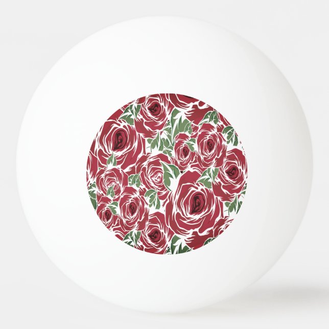 Elegantes Muster Vintager Rose - Rot und Grün Tischtennisball (Vorderseite)