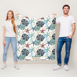 Elegantes Muster von Blauen und goldenen Ozeanen Fleecedecke