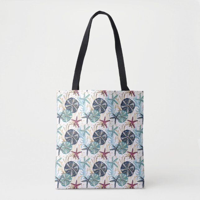 Elegantes Muster von Blauen und goldenen Ozeanen Tasche (Vorderseite)