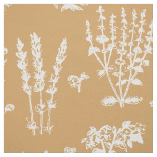 Elegantes Muster von Tan Orange White Herbal Garde Stoff