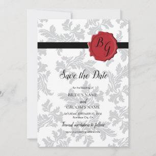 Elegantes Muster & Wachs Siegel Hochzeit Save The Date