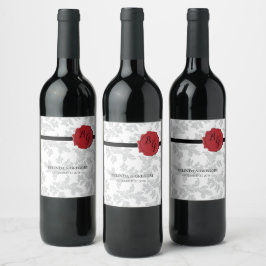 Elegantes Muster & Wachs Siegel Hochzeit Weinetikett