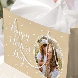 Elegantes Muttertag Personalisiertes Foto Gold Große Geschenktüte