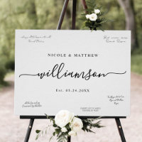 Elegantes Nachname-Zeichen bei Hochzeitsplatz