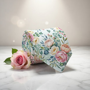 Elegantes, nahtloses Blumenmuster in Pastell Krawatte