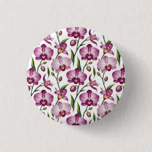 Elegantes nahtloses Muster aus lila und rosa Orchi Button