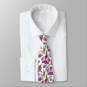 Elegantes nahtloses Muster aus lila und rosa Orchi Krawatte