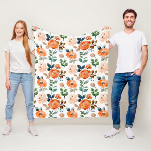 Elegantes nahtloses Muster aus Wasserfarbenblumen Fleecedecke