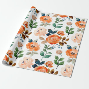 Elegantes nahtloses Muster aus Wasserfarbenblumen Geschenkpapier