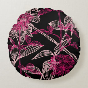 elegantes, nahtloses Muster mit dekorativer Rosa Rundes Kissen