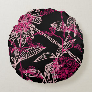 elegantes, nahtloses Muster mit dekorativer Rosa Rundes Kissen