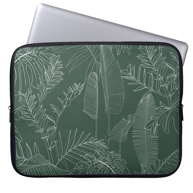 Elegantes nahtloses Muster mit von grüner Hand gez Laptopschutzhülle (Vorderseite)