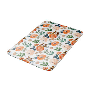 Elegantes nahtloses Muster von Wasserfarbenblumen Badematte