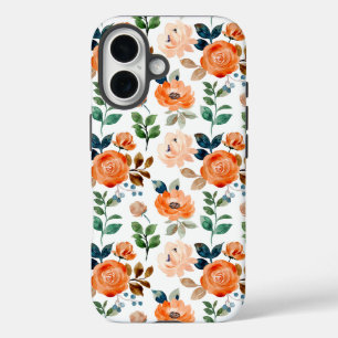 Elegantes nahtloses Muster von Wasserfarbenblumen iPhone 16 Hülle