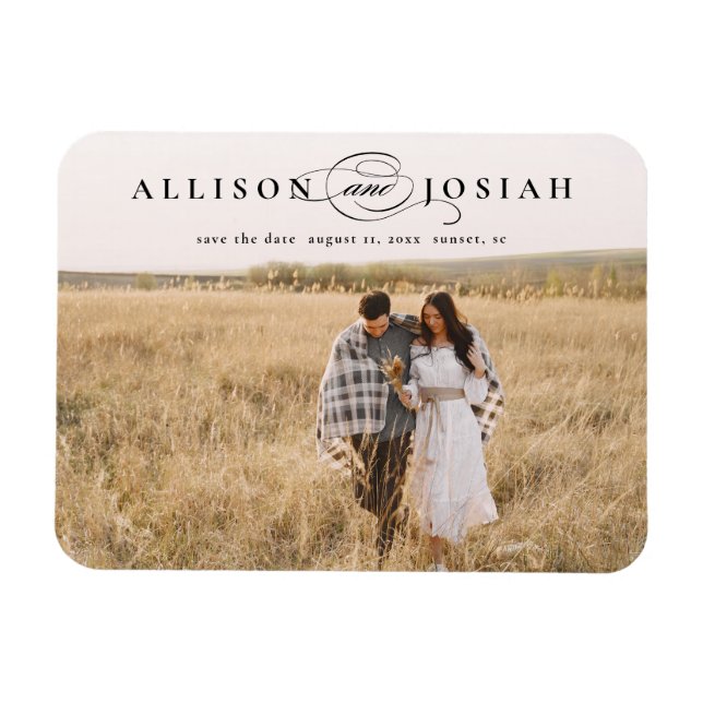 Elegantes Names Foto Hochzeitssache Datum speicher Magnet (Horizontal)