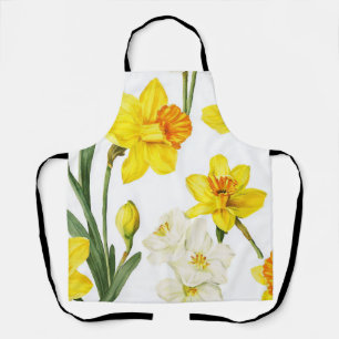 Elegantes Narzissen-Blumenmuster-Küchenzubehör Schürze