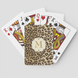 Elegantes natürliches Leopard Print Custom Monogra Spielkarten