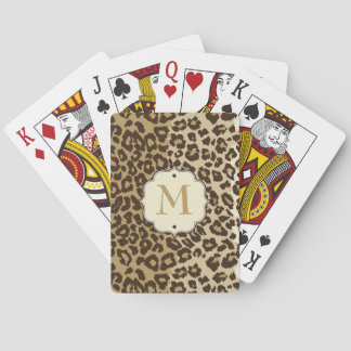 Elegantes natürliches Leopard Print Custom Monogra Spielkarten