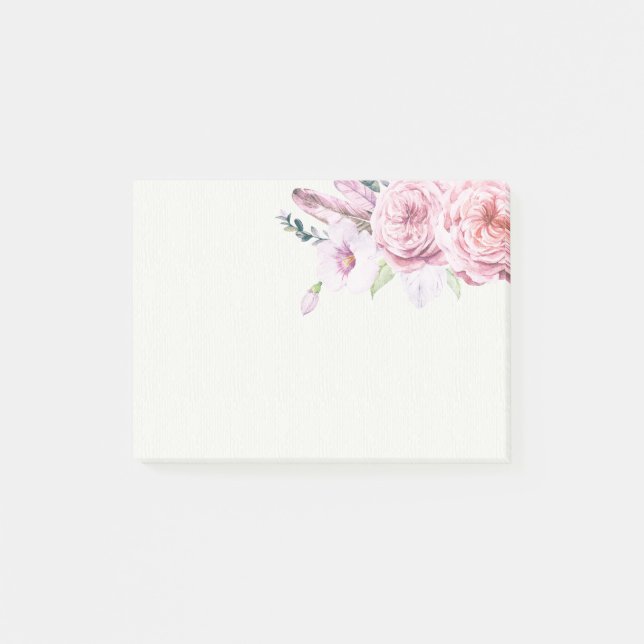Elegantes natürliches Wasserfarbenspiel Boho Blume Post-it Klebezettel (Vorderseite)